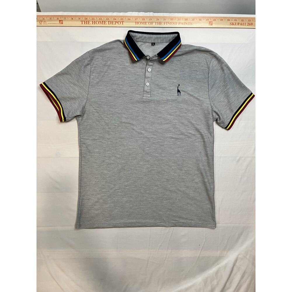 Aiopeson Men's Casual Slim Fit Embroidered Striped Polo Shirt Size XL